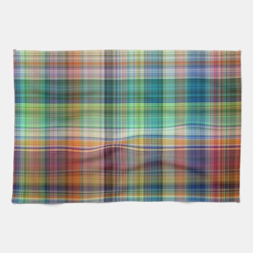 Colorful Madras Plaid Stripe Pattern Kitchen Towel