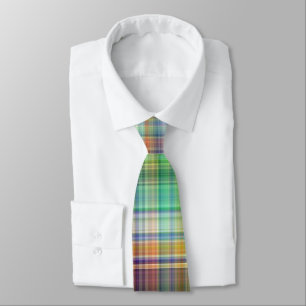 Colorful Madras Plaid Stripe Pattern Neck Tie