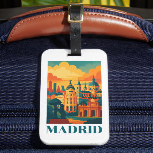 Colorful Madrid Spain Vintage Travel Luggage Tag