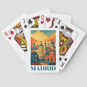 Colorful Madrid Spain Vintage Travel Poker Cards