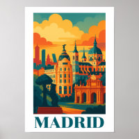 Colorful Madrid Spain Vintage Travel