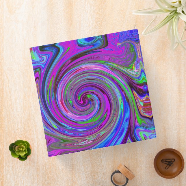 Colorful Magenta Swirl Retro Abstract Design 3 Ring Binder (In Situ)
