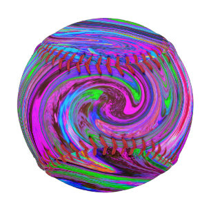Colorful Magenta Swirl Retro Abstract Design Baseball