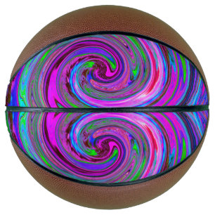 Colorful Magenta Swirl Retro Abstract Design Basketball