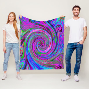 Colorful Magenta Swirl Retro Abstract Design Fleece Blanket