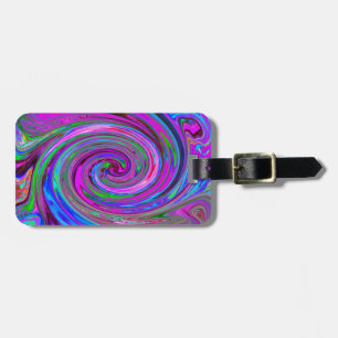 Colorful Magenta Swirl Retro Abstract Design Luggage Tag