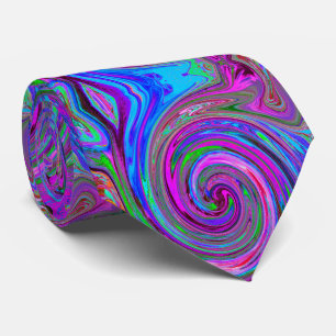 Colorful Magenta Swirl Retro Abstract Design Neck Tie