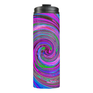 Colorful Magenta Swirl Retro Abstract Design Thermal Tumbler