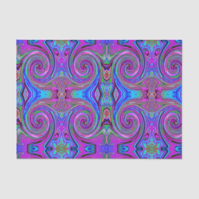 Colorful Magenta Swirl Retro Abstract Design Tissue Paper (Front)