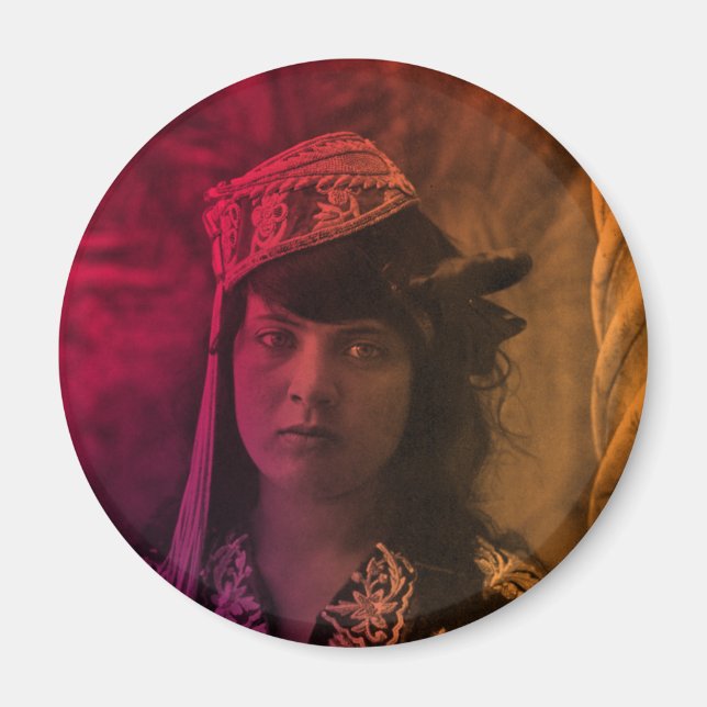 Colorful Maghreb Jewish Tunisian Djerba Girl Magne Magnet (Front)