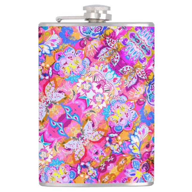 Colorful magic abstract floral flask (Front)
