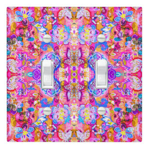 Colorful magic abstract floral light switch cover