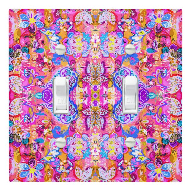 Colorful magic abstract floral light switch cover (In Situ)