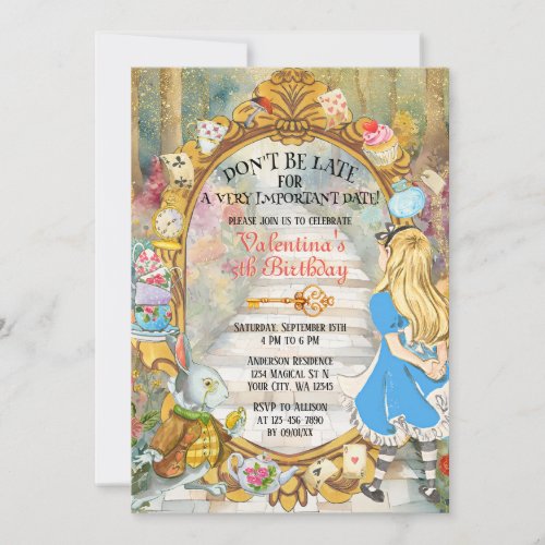 Colorful Magical Alices Wonderland Tea Birthday I Invitation