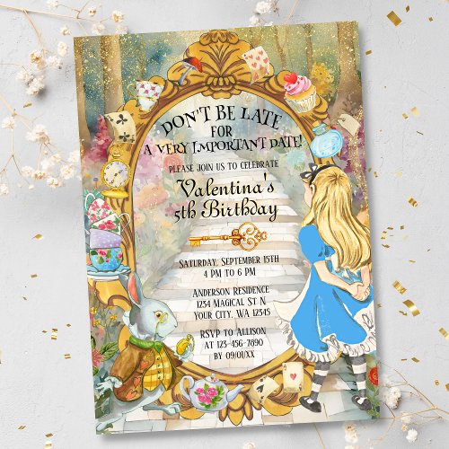 Colorful Magical Alices Wonderland Tea Birthday Invitation