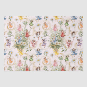 Colorful Magical Cute Floral Fairies Gold Glitter Tissue Paper