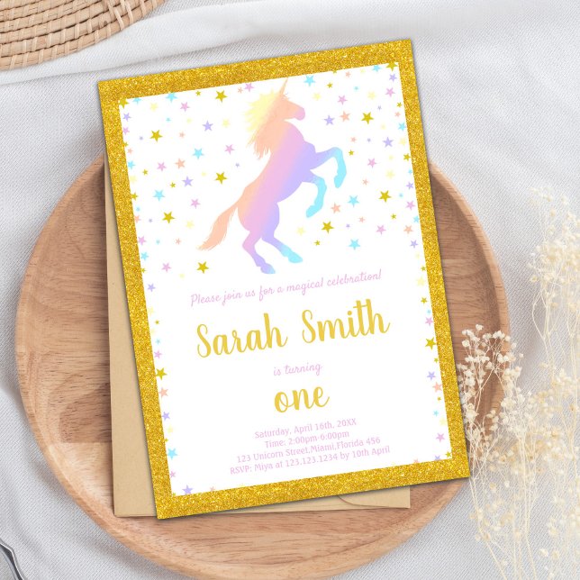 Colorful Magical Girl Party Invite (Rainbow Unicorn Invitations)