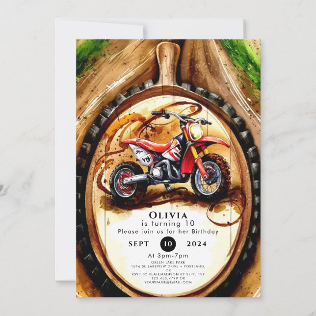 Colorful Magical Motorcycle Birthday Invitation (Front)