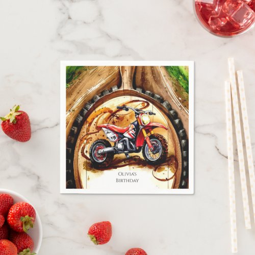 Colorful Magical Motorcycle Birthday Napkins