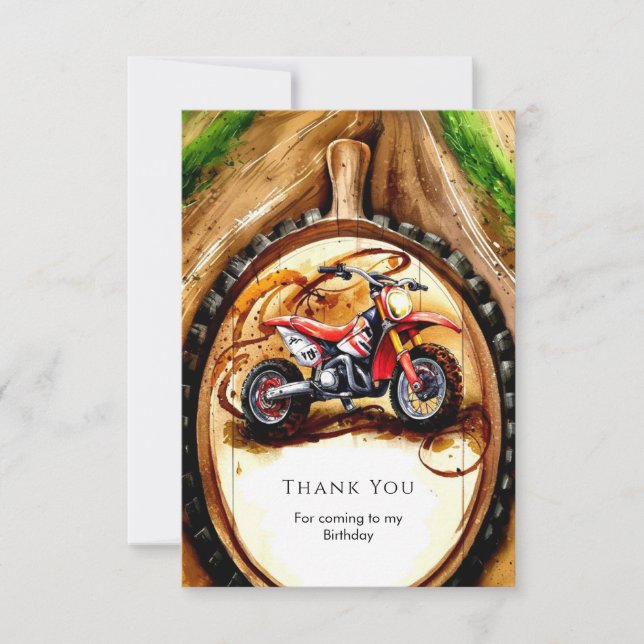Colorful Magical Motorcycle Birthday Thank You Card (Front)