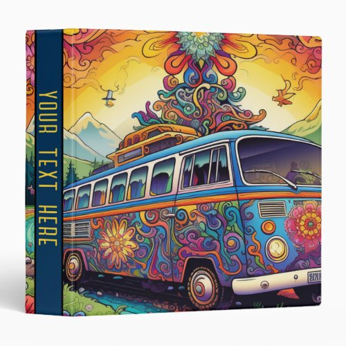 Colorful Magical Mystery Bus 3 Ring Binder