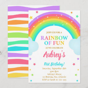 Colorful Magical Rainbow Birthday Invite