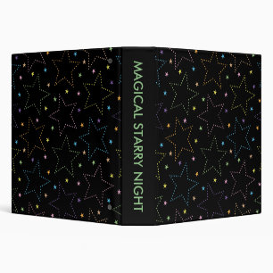 Colorful Magical Starry Night Sky Pattern 3 Ring Binder