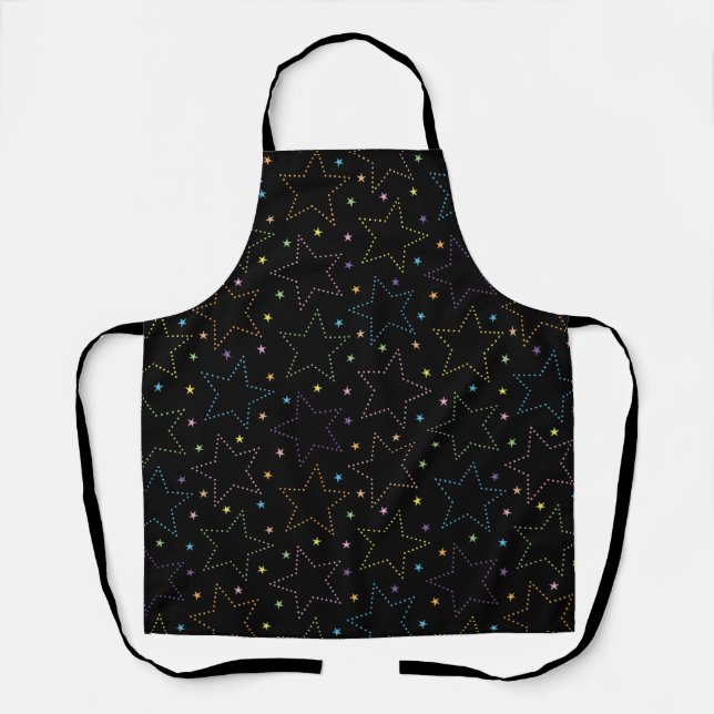 Colorful Magical Starry Night Sky Pattern Apron (Front)