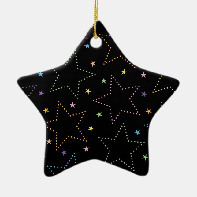 Colorful Magical Starry Night Sky Pattern Ceramic Ornament (Front)