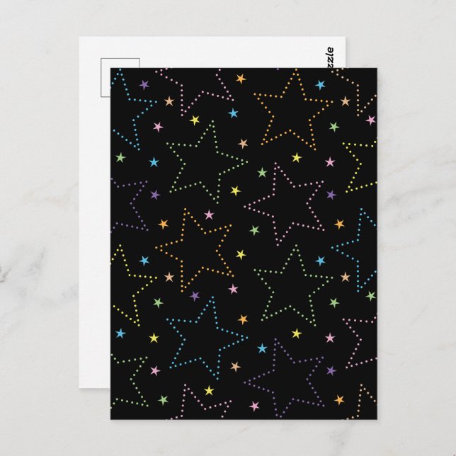 Colorful Magical Starry Night Sky Pattern Postcard (Front/Back)