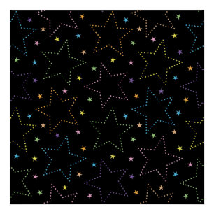 Colorful Magical Starry Night Sky Pattern Poster