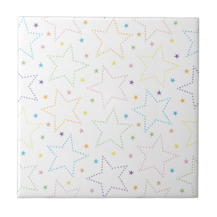 Colorful Magical Starry Night Sky Pattern - White Ceramic Tile