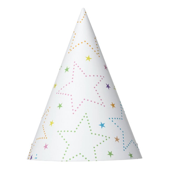 Colorful Magical Starry Night Sky Pattern - White Party Hat (Front)