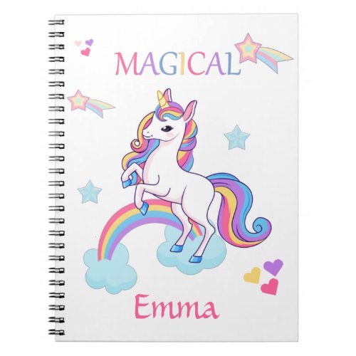 Colorful Magical Unicorn And Rainbow Notebook