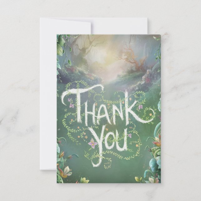 Colorful Magical Woods Woodland Thank You Card (Front)