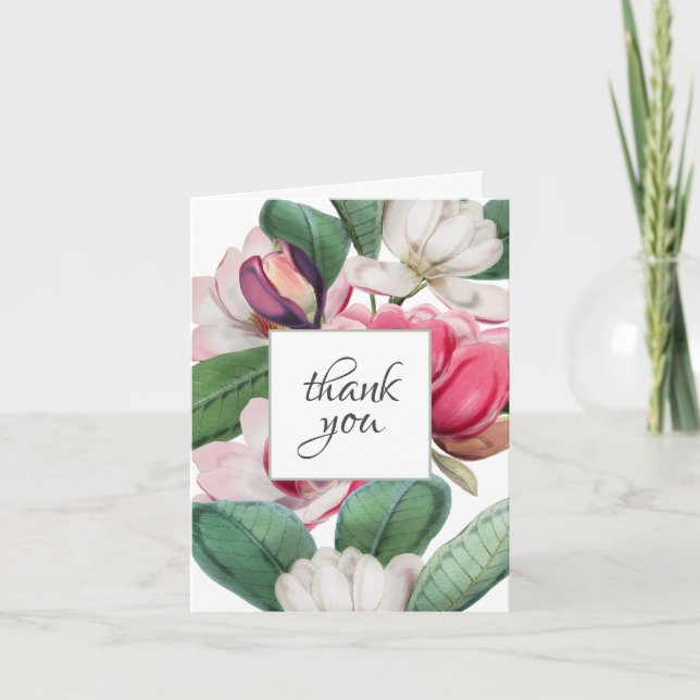 Colorful Magnolia Botanical Thank You Card (Front)