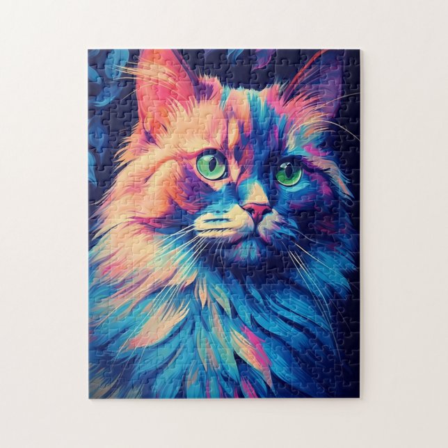 Colorful Maine Coon Cat Jigsaw Puzzle (Vertical)
