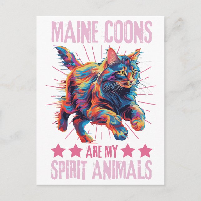 Colorful Maine Coon Cat Postcard (Front)