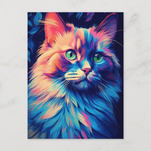 Colorful Maine Coon Cat Postcard