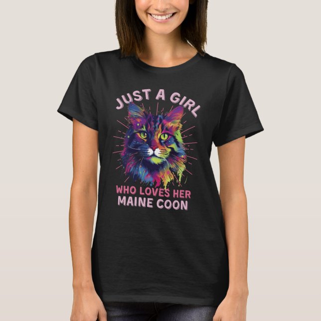 Colorful Maine Coon Cat T-Shirt (Front)