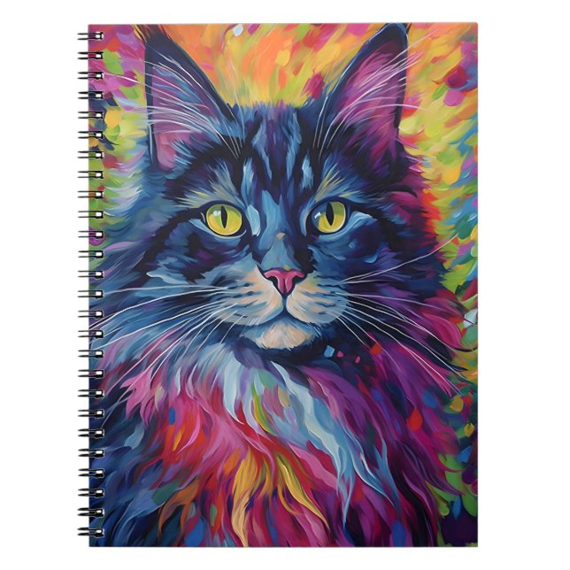 Colorful Maine Coon Notebook (Front)