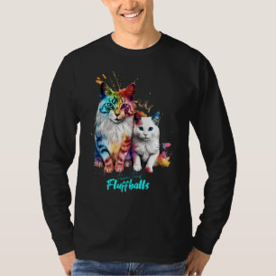 Colorful Maine Coon Pair Fluffballs Long-Haired Ca T-Shirt