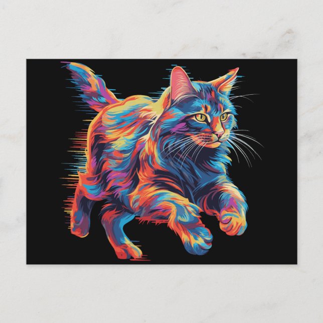 Colorful Maine Coon Postcard (Front)
