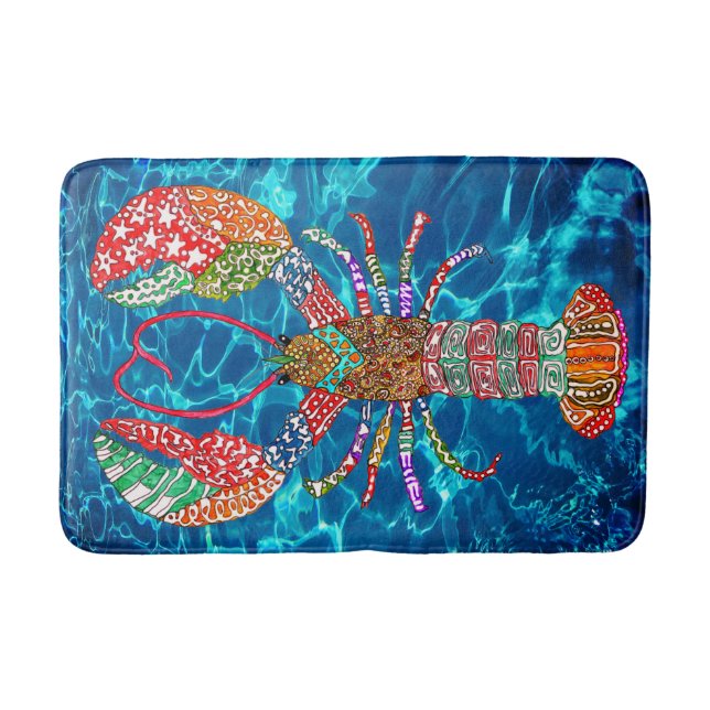 Colorful Maine Red Lobster Bath Mat (Front)