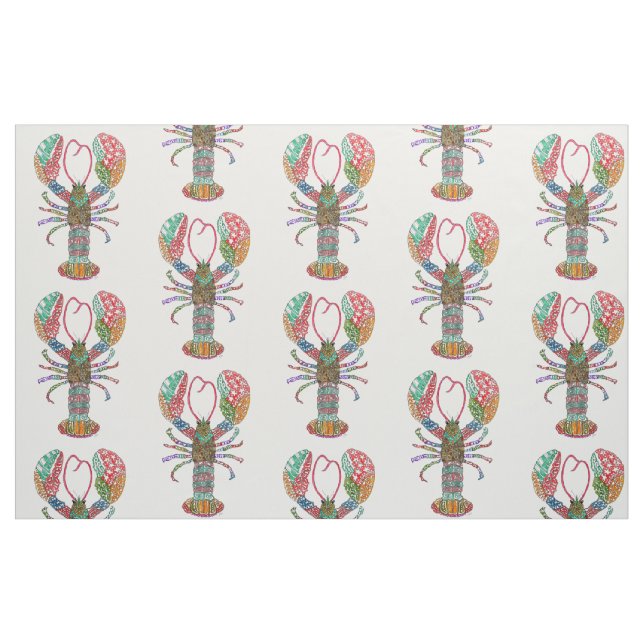 Colorful Maine Red Lobster Fabric (Fat Quarter)