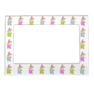 Colorful Maisy Bunnies Pattern Magnetic Frame