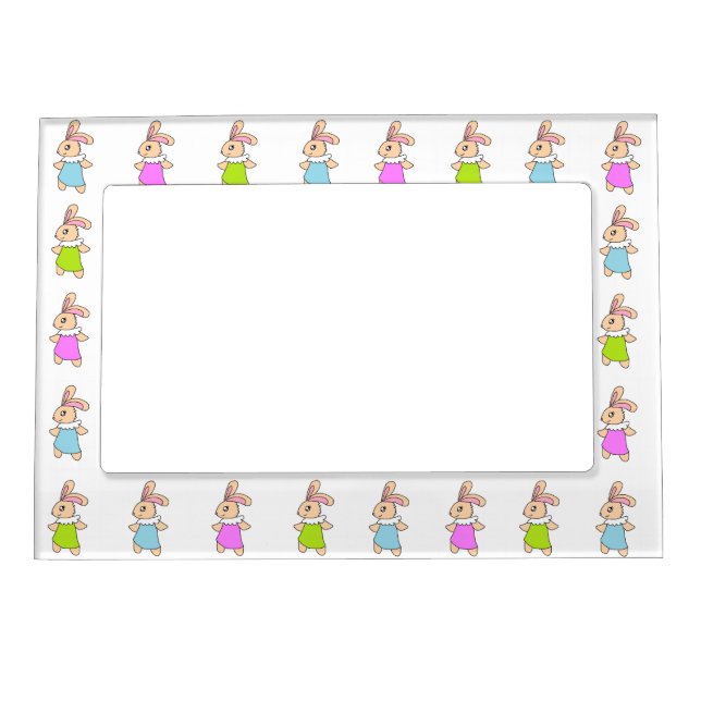 Colorful Maisy Bunnies Pattern Magnetic Frame (Front)