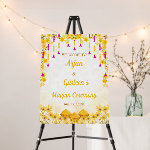 Colorful Maiyan Ceremony Welcome Sign, Haldi Decor Foam Board