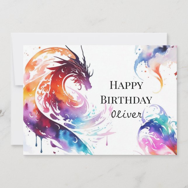Colorful Majestic Dragon Birthday Card (Front)