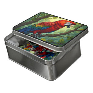 Colorful Majestic Red Parrot Jungle Jigsaw Puzzle